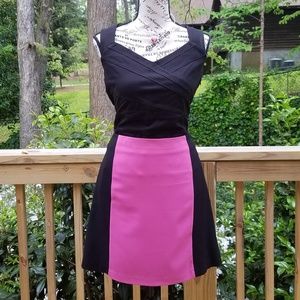INC black and fuchsia pink color block skirt 12